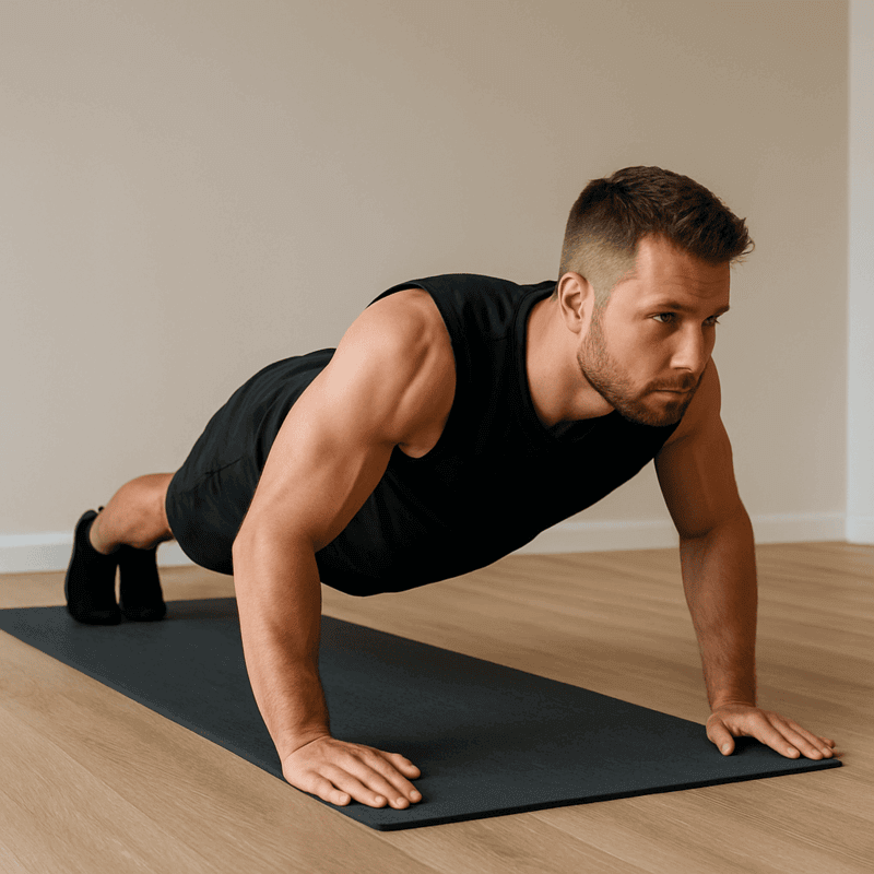 Klassische Liegestütze mit schulterbreiter Handstellung